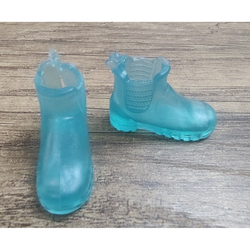 Fashion Doll Shoes Turquoise Blue Translucent High Top Wellies Rain Boots Z26